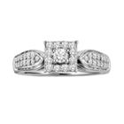 Love Always Round-cut Diamond Frame Engagement Ring In Platinum Over Silver (1/2-ct. T.w.), Women's, Size: 8, White