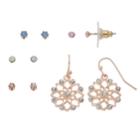 Lc Lauren Conrad Filigree Flower Nickel Free Earring Set, Women's, Multicolor