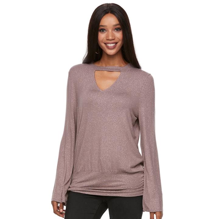 Women's Jennifer Lopez Metallic Cutout Top, Size: Xl, Drk Purple