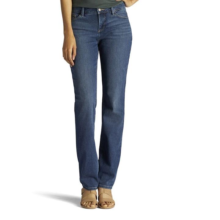 Women's Lee Perfect Fit Straight-leg Jeans, Size: 14 Avg/reg, Dark Blue