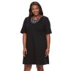 Plus Size Women's Croft & Barrow&reg; Embroidered Dress, Size: 3xl, Black