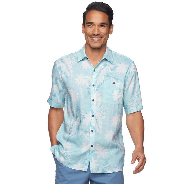 Men's Batik Bay Classic-fit Tropical Soft Touch Pocket Button-down Shirt, Size: Small, Turquoise/blue (turq/aqua)