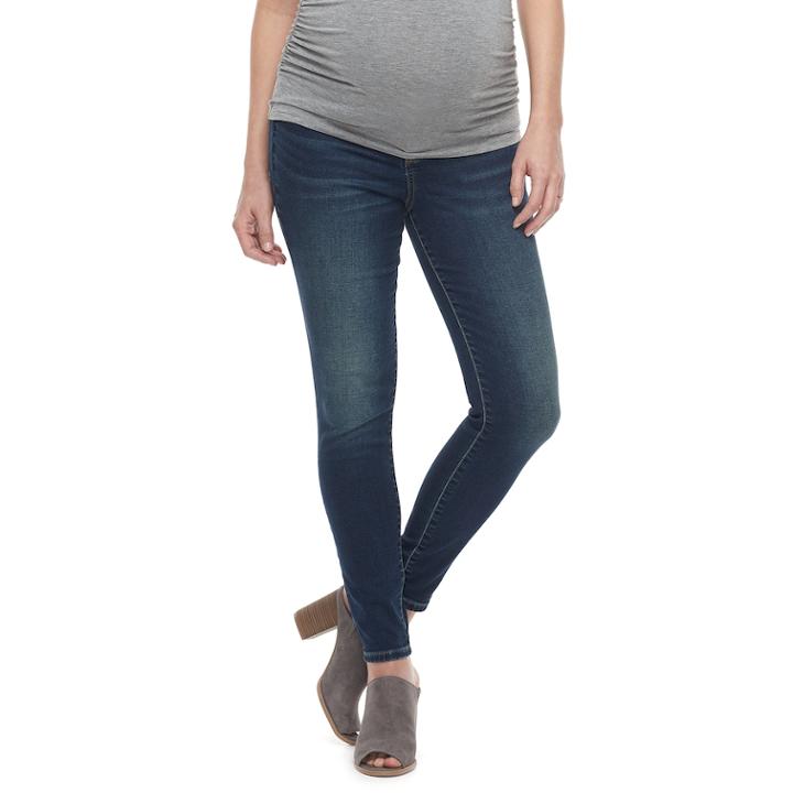 Maternity A:glow Inset Elastic Side Panel Jeggings, Women's, Size: 18-mat, Med Blue