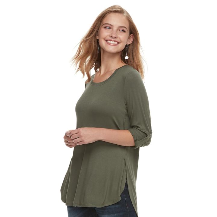 Juniors' Love, Fire Roll-tab Top, Teens, Size: Xl, Dark Green