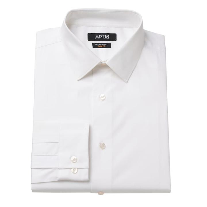 Men's Apt. 9&reg; Premier Flex Extra-slim Fit Flex Collar Dress Shirt, Size: 17 36/37, White