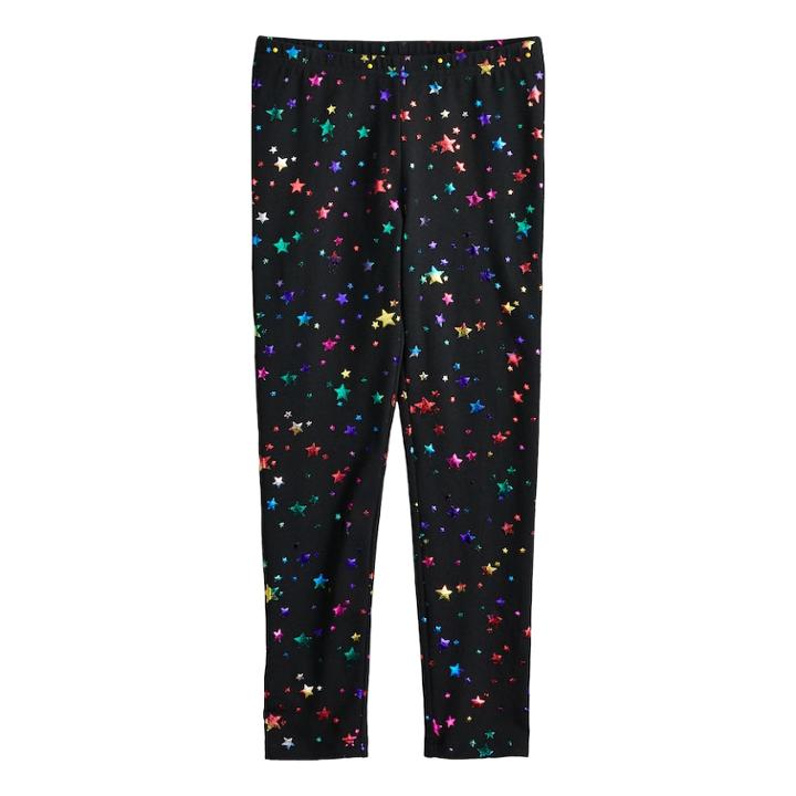 Girls 4-12 Jumping Beans&reg; Print Full-length Leggings, Size: 10, Black