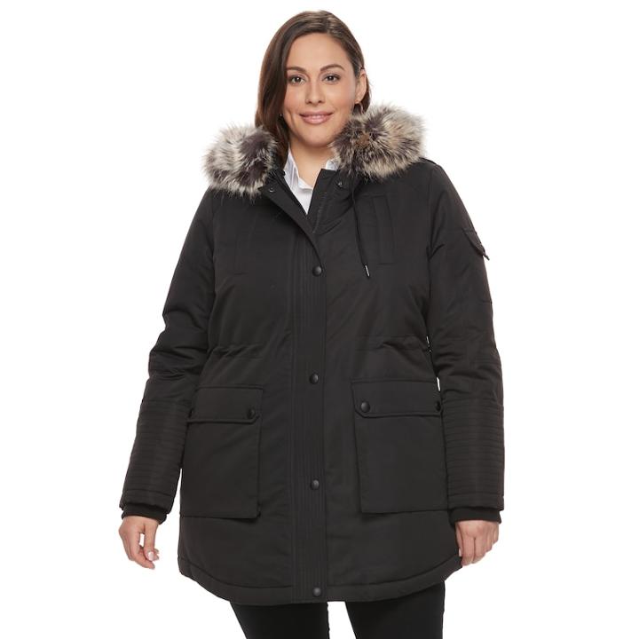 Plus Size Apt. 9&reg; Hooded Faux-fur Trim Parka, Women's, Size: 2xl, Black