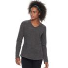 Women's Tek Gear&reg; Stretch V-neck Long Sleeve Top, Size: Medium, Black