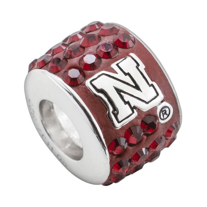 Logoart Nebraska Cornhuskers Sterling Silver Crystal Logo Bead - Made With Swarovski Crystals, Women's, Red