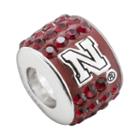 Logoart Nebraska Cornhuskers Sterling Silver Crystal Logo Bead - Made With Swarovski Crystals, Women's, Red