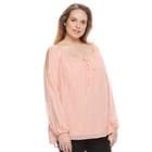 Plus Size Ab Studio Embroidered Cold-shoulder Peasant Top, Women's, Size: 0x, Med Orange