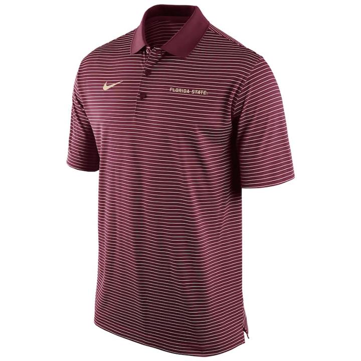 Men's Nike Florida State Seminoles Striped Stadium Dri-fit Performance Polo, Size: Large, Dark Red