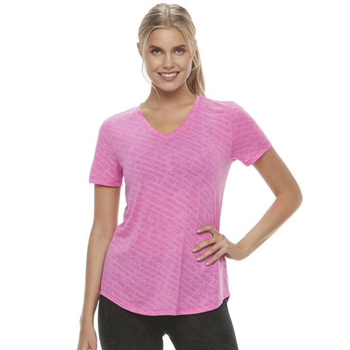 Women's Tek Gear&reg; Easy Burnout V-neck Yoga Tee, Size: Medium, Brt Pink
