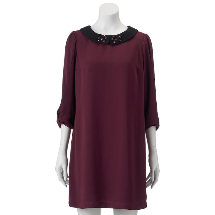 Women's Lc Lauren Conrad Beaded-collar Shift Dress, Size: Medium, Red