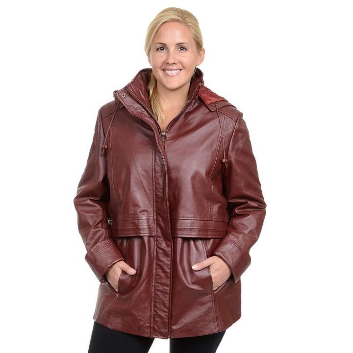 Plus Size Excelled Nappa Leather Parka, Women's, Size: 1xl, Red