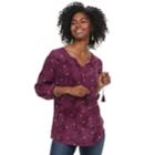 Women's Sonoma Goods For Life&trade; Printed Pintuck Peasant Top, Size: Large, Med Purple