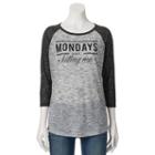 Juniors' Mondays Are Killing Me Baseball Graphic Tee, Teens, Size: Large, Grey Other