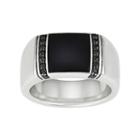 Men's Sterling Silver Onyx & 1/3 Carat T.w. Black Diamond Ring, Size: 9