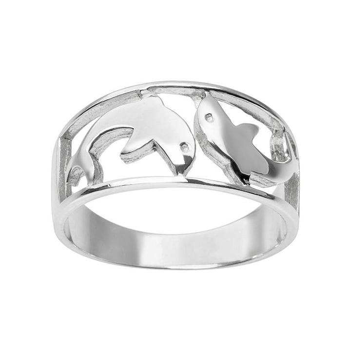 Journee Collection Sterling Silver Dolphin Ring, Women's, Size: 5, Grey