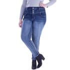 Juniors' Plus Size Amethyst 4-button High-waisted Skinny Jeans, Teens, Size: 18 W, Dark Blue