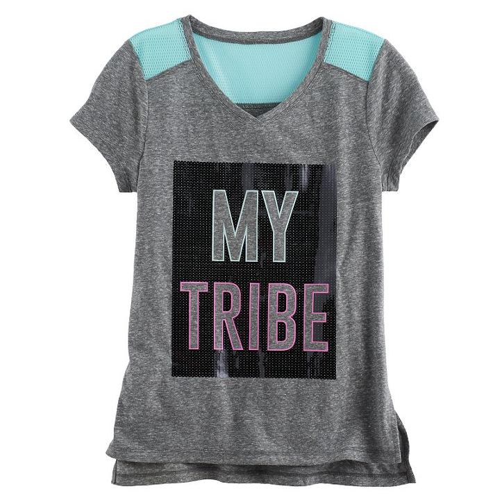 Girls 7-16 & Plus Size So&reg; Blocked Mesh Tee, Size: 12, Dark Grey