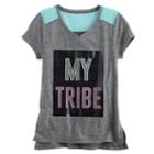 Girls 7-16 & Plus Size So&reg; Blocked Mesh Tee, Size: 12, Dark Grey