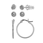 Pure 925 Sterling Silver Love Knot, Ball Stud & Hoop Earring Set, Women's, Grey