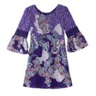 Girls 7-16 Iz Amy Byer Chiffon Printed Bell Sleeve Dress, Size: 8, Purple