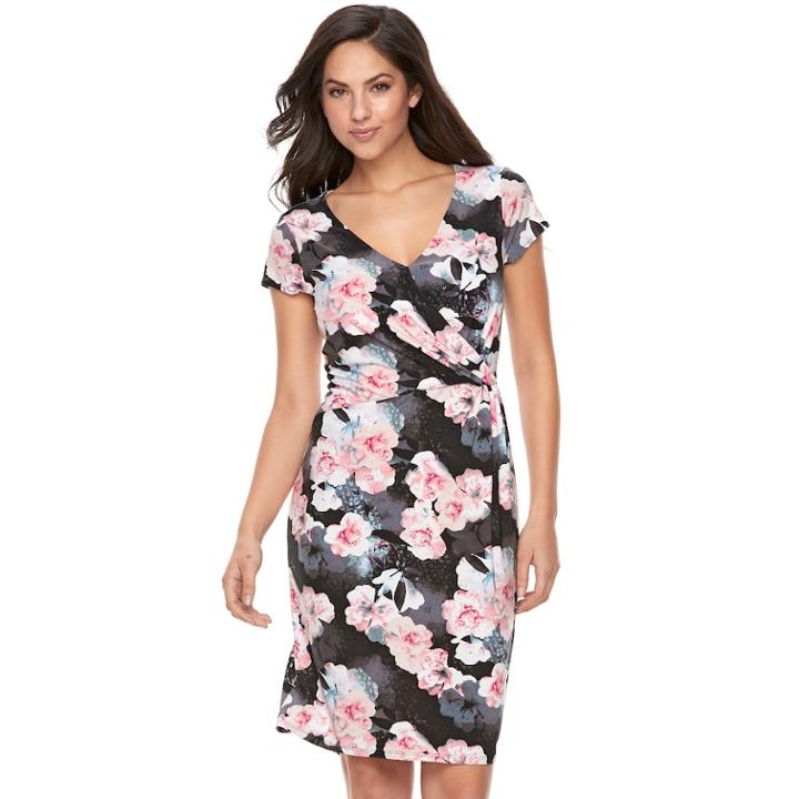 Women's Jennifer Lopez Asymmetrical Faux-wrap Dress, Size: Small, Pink