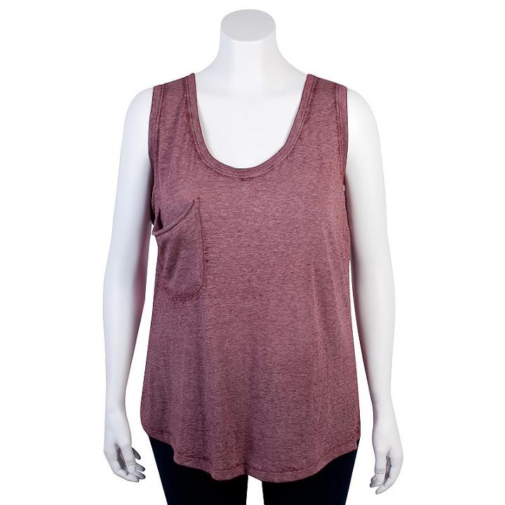 Juniors' Plus Size Grayson Threads Burnout Tank Top, Girl's, Size: 2xl, Dark Red