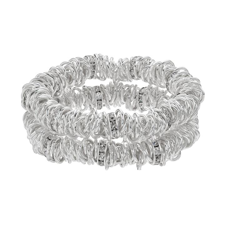 Dana Buchman Circle Link Stretch Bracelet Set, Women's, Silver