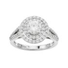 Forever Classic Sterling Silver 1 3/8 Carat T.w. Lab-created Moissanite Double Halo Engagement Ring, Women's, Size: 7, White