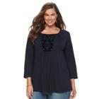 Plus Size Sonoma Goods For Life&trade; Embroidered Top, Women's, Size: 2xl, Blue (navy)