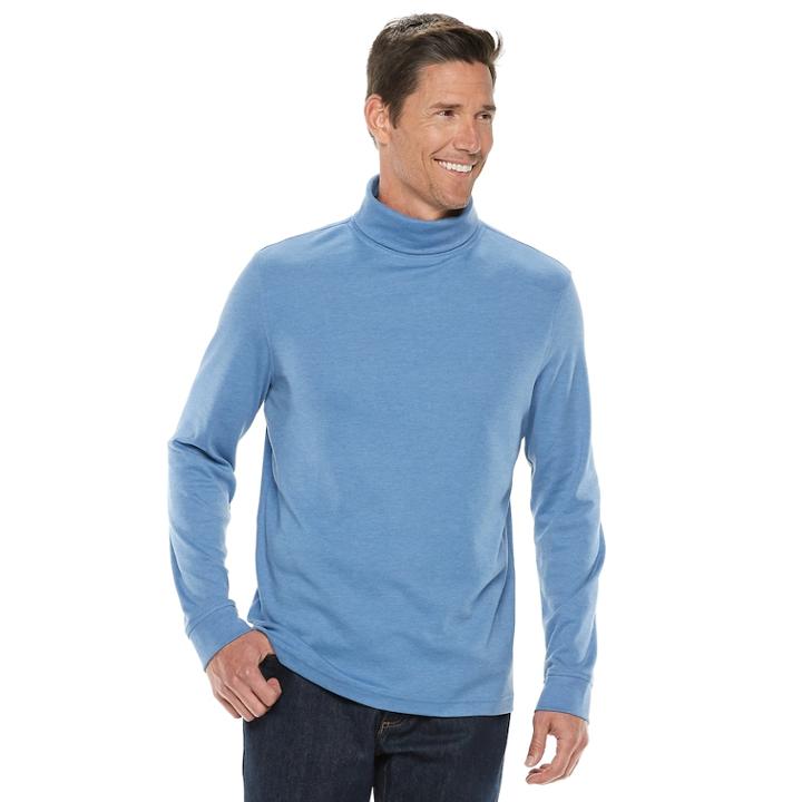 Men's Croft & Barrow&reg; Classic-fit Easy-care Interlock Turtleneck, Size: Large, Med Blue