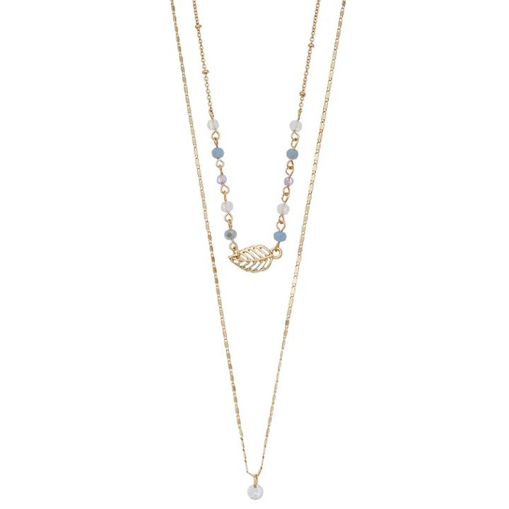 Lc Lauren Conrad Double Strand Beaded Leaf Necklace, Women's, Blue