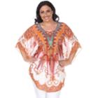 Plus Size White Mark Lace-up Poncho, Women's, Orange