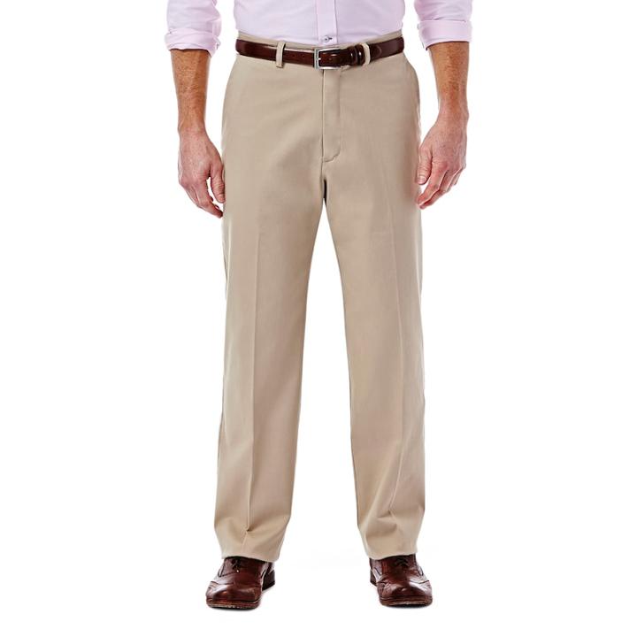 Men's Haggar Expandomatic Stretch Classic-fit Casual Pants, Size: 34x32, Beige