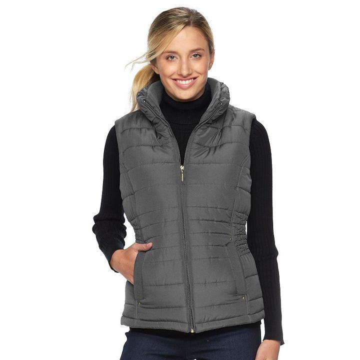 Women's Weathercast Puffer Vest, Size: Small, Grey Other