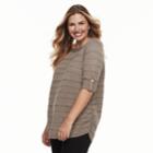 Plus Size Apt. 9&reg; Textured Stripe Top, Women's, Size: 3xl, Med Beige