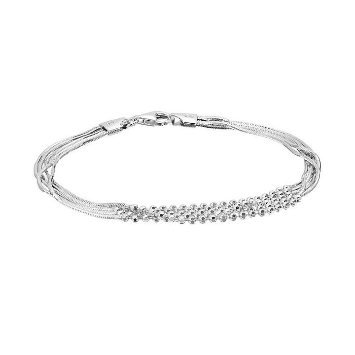 Sterling Silver Beaded Multi Strand Bracelet, Women's