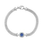 Sterling Silver Mesh Cubic Zirconia Halo Bracelet, Women's, Size: 7.25, Blue