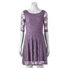 Juniors' Wrapper Floral Lace Skater Dress, Teens, Size: Small, Med Purple
