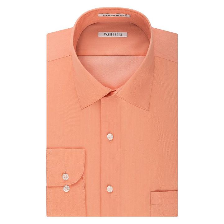 Big & Tall Van Heusen Regular-fit Herringbone Spread-collar Dress Shirt, Men's, Size: 18.5 34/5b, Light Pink