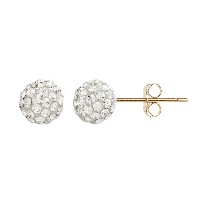 10k Gold Crystal Ball Stud Earrings, Women's, White