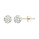 10k Gold Crystal Ball Stud Earrings, Women's, White