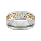 1/10 Carat T.w. Two Tone Stainless Steel Wedding Band - Men, Size: 10.50, White