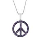 Oro Leoni Sterling Silver Amethyst Peace Sign Pendant - Made With Genuine Swarovski Gemstones, Women's, Size: 18, Purple