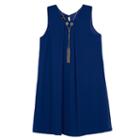 Girls 7-16 Iz Amy Byer Solid A-line Shift Dress With Grommets & Necklace, Size: 16, Blue (navy)
