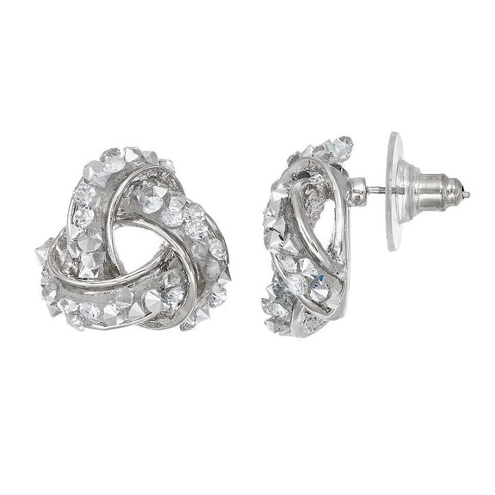 Love Knot Nickel Free Drop Earrings, Women's, Silver