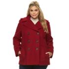 Plus Size Croft & Barrow&reg; Double-breasted Wool Blend Peacoat, Women's, Size: 1xl, Med Red